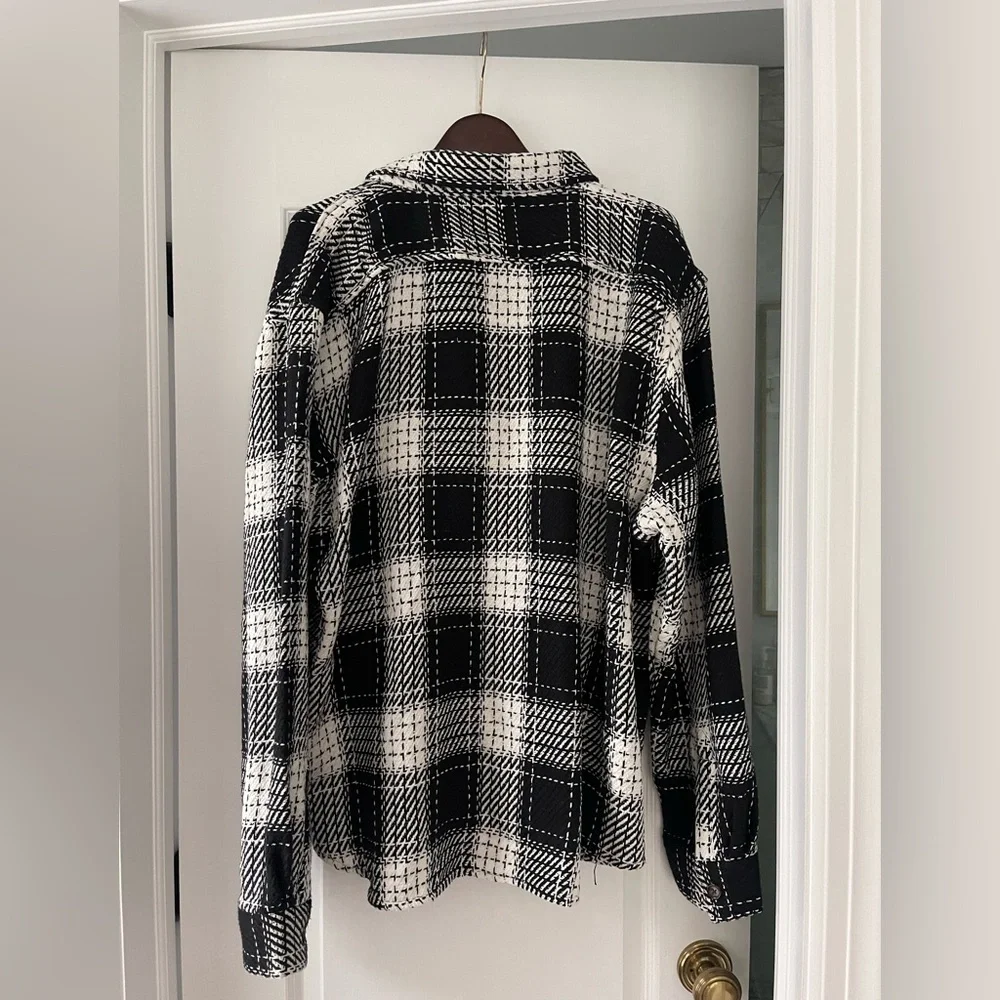 Amongst Others Oversized Plaid Shacket Black White Checked Jacket Size XL